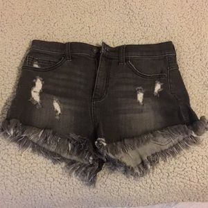 Charcoal grey Sneak Peak jean shorts. Size small